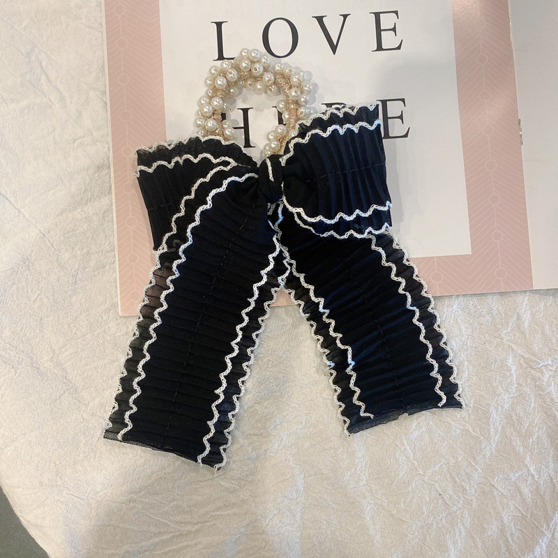 Korean Folds Bowknot Pearl Hair Rope display picture 9
