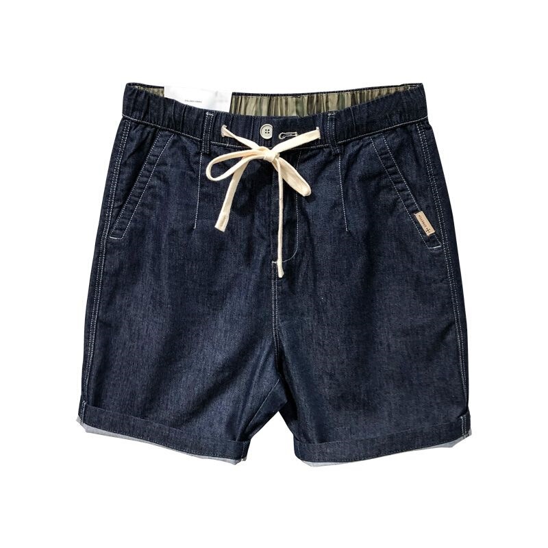 Summer Thin Japanese-Style American Wash Denim Shorts with Unique Pockets, Low-Rise, Loose Fit, Comfortable Men's Five-Point Shorts