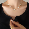 Brand universal trend stone inlay, small pendant from pearl, design necklace, accessory, simple and elegant design