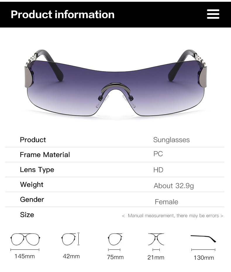 58g Weight Frameless Glasses Structure Sunglasses Classification PC, UV400 Protection Lens Material Square Glasses Style Holiday, Travel Occasion Solid Color Pattern Women's Gender Vintage Style, Classic Style Style Grey, Gold Color Vintage Style Classic Style Solid Color PC UV400 Protection Square Frameless Women's Sunglasses 5