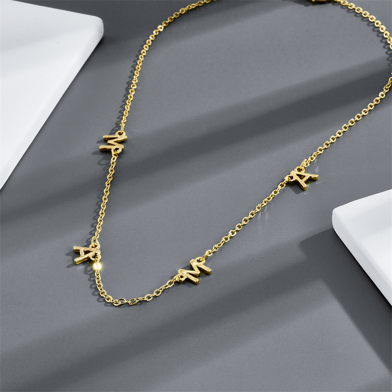 Copper Plated 14 Real Gold Letter Pendant Simple Clavicle Chain
