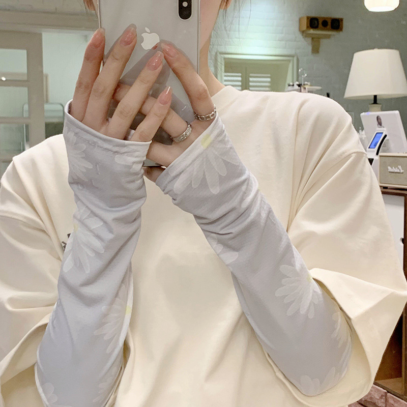 Margarita sol protección ovisleeve verano de las mujeres al aire libre de conducción protección UV protección del brazo delgada transpirable seda de hielo ovisleeve