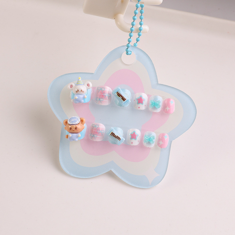 Cartoon para niños, uñas portátiles, accesorios lindos tridimensionales desmontables, uñas postizas, uñas, dulces, uñas hechas a mano, parches