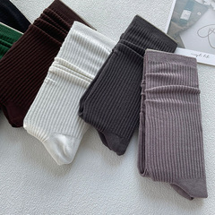大萇巾SD-2169超柔小腿襪豎條紋棉襪堆堆襪春秋中厚潮襪女中長襪