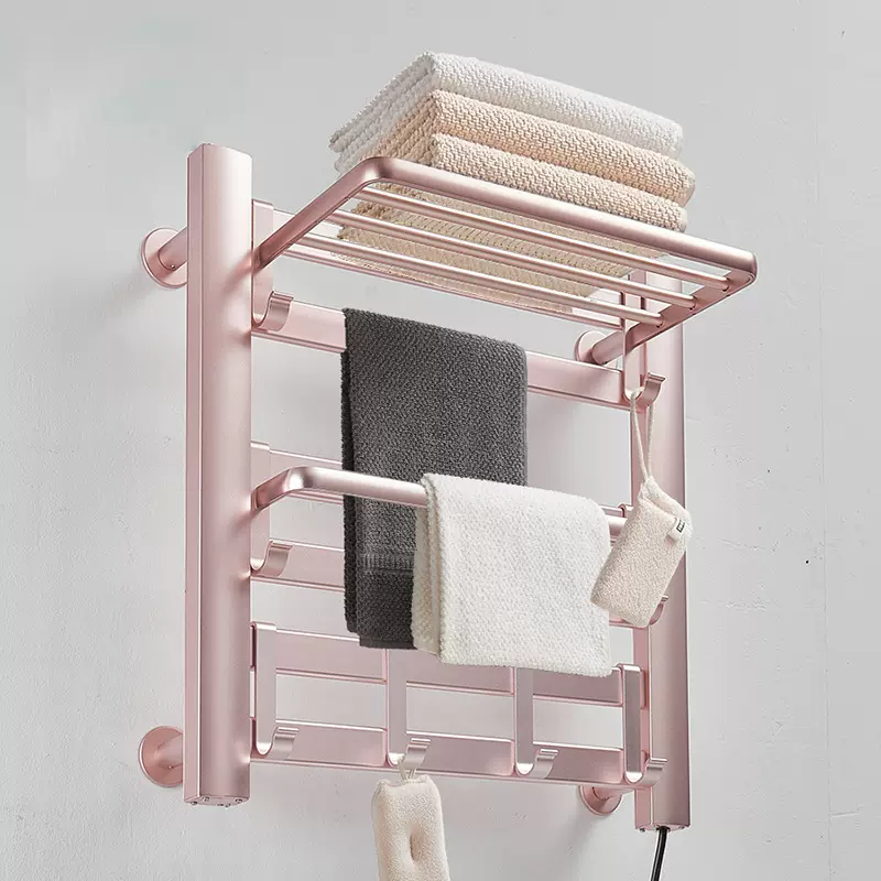 卫浴智能毛巾架碳纤维加热免打孔铝卫浴架跨境欧美规电热置物架厂