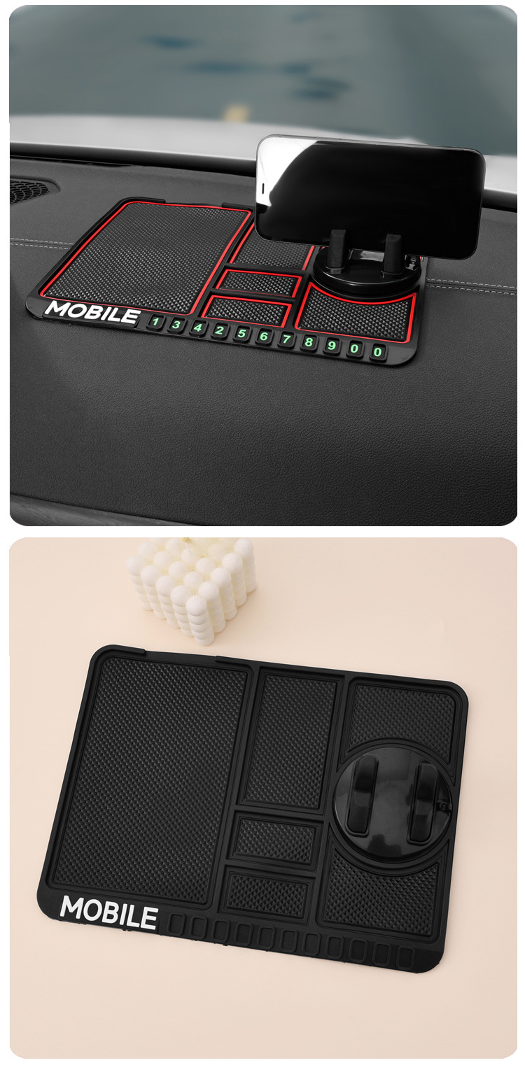 Auto supplies mobile phone bracket instrument panel temporary parking number plate car multifunctional rectangular anti-skid pad