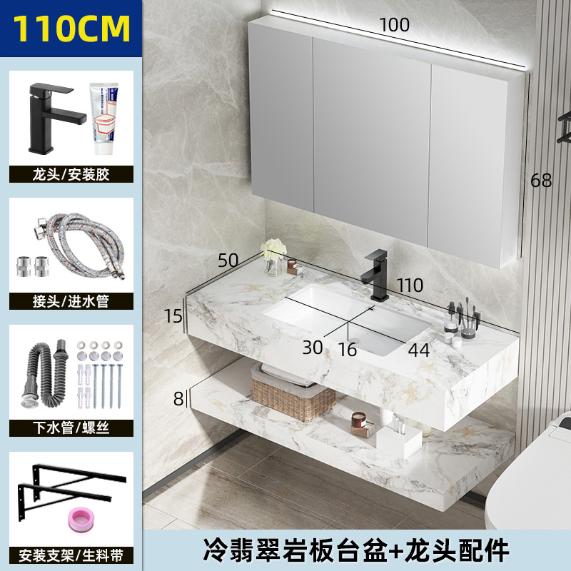 Placa de roca lavabo integrado mesa de lavado lavabo de baño combinación de gabinete de baño de doble capa moderno lavabo minimalista