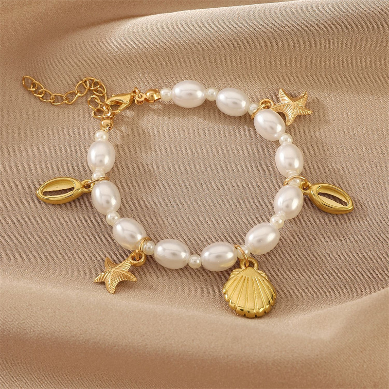 Summer Beach Ocean Series Exaggerated Starfish Necklace Women's Shell Bracelet Conch Earring Set Women_voghion.com