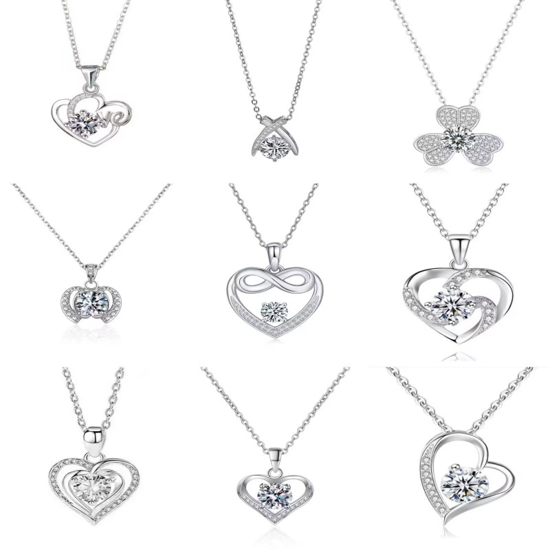 Одна карата модного ожерелья любви муассанит нишевый дизайн клевер подвеска циркон дикий крест ожерелье