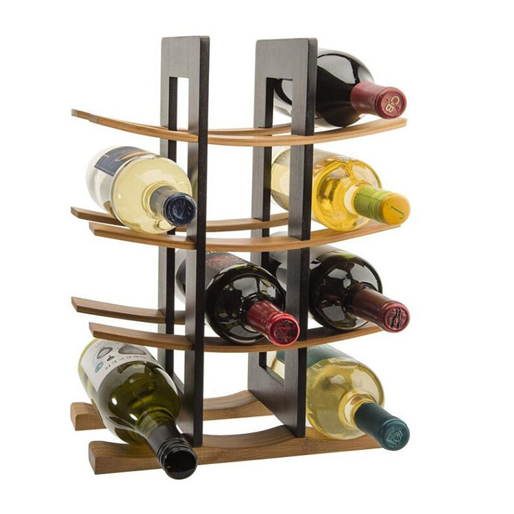 FUENTE Fábrica simple recuperación de la moda europea creativa estante del vino de madera decoración moderna simple estante del vino de bambú siete