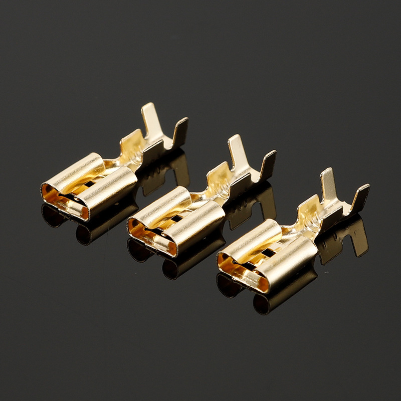 Factory supply 6.3mm spring pin automotive connector terminal wire spade terminal plug-in wire connector