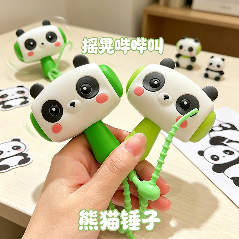 Panda Stress Relief Hammer Keychain, Squeaky Labubu Small Hammer Pendant, Panda Series Silicone Sound Hammer Panda Stress Relief Hammer Keychain, Squeaky Labubu Small Hammer Pendant, Panda Series Silicone Sound Hammer