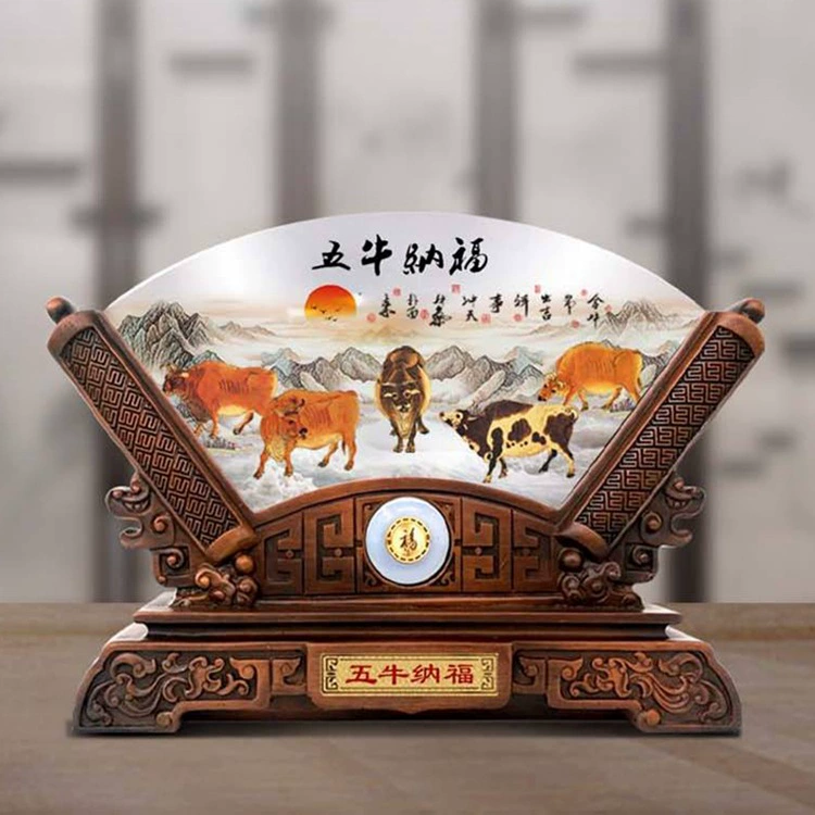 Fan-shaped glazed jade screen ornaments, handicrafts, living room wine cabinets, office decorations, high-end gifts wholesale for leaders
