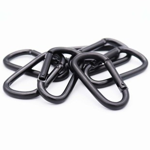 No. 7 aluminum alloy carabiner Black d-type electrophoresis buckle outdoor backpack hook keychain spring buckle wholesale