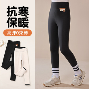 Wholesale girls autumn and winter thick warm leggings outside yoga pants girls cotton cropped pants fleece-lined Barbie pants