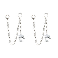 欧美ins冷淡风钛钢耳钉时尚链条一体耳环耳骨夹网红新款气质耳饰