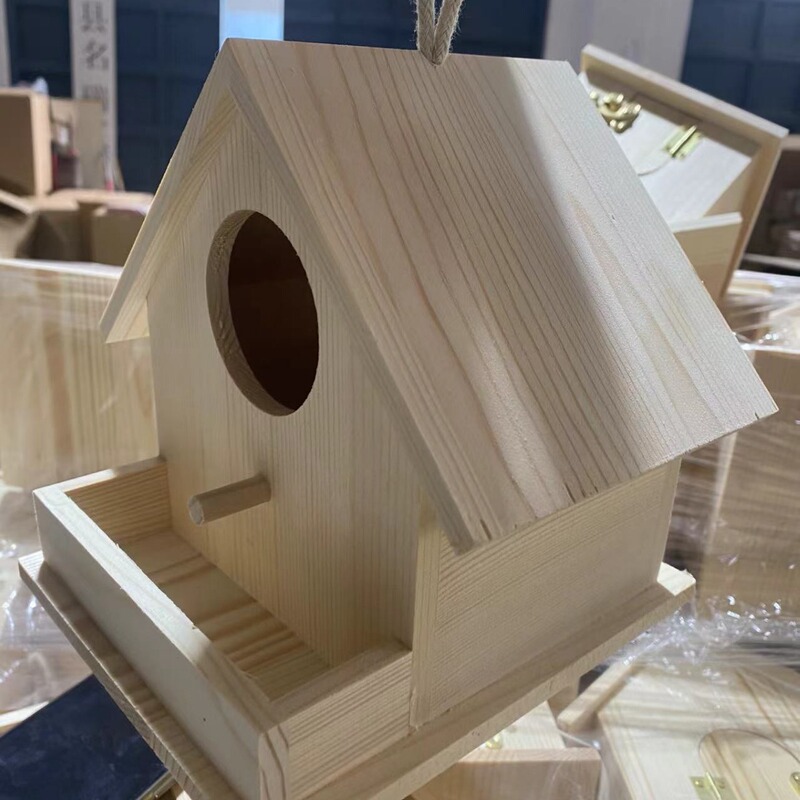 Creative DIY Bird Nest Indoor Outdoor Bird House Making Wooden Pastoral Family Ornaments Wooden Bird House