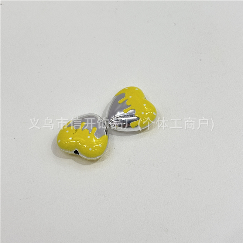 通孔银色融化爱心串珠笔配件手机钥匙链包挂diy手工饰品散珠材料|undefined