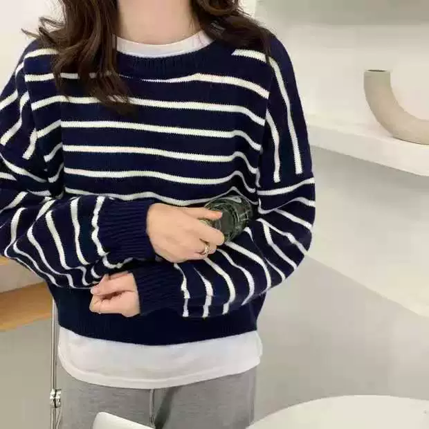 Autumn knitted sweater, western style, loose fit