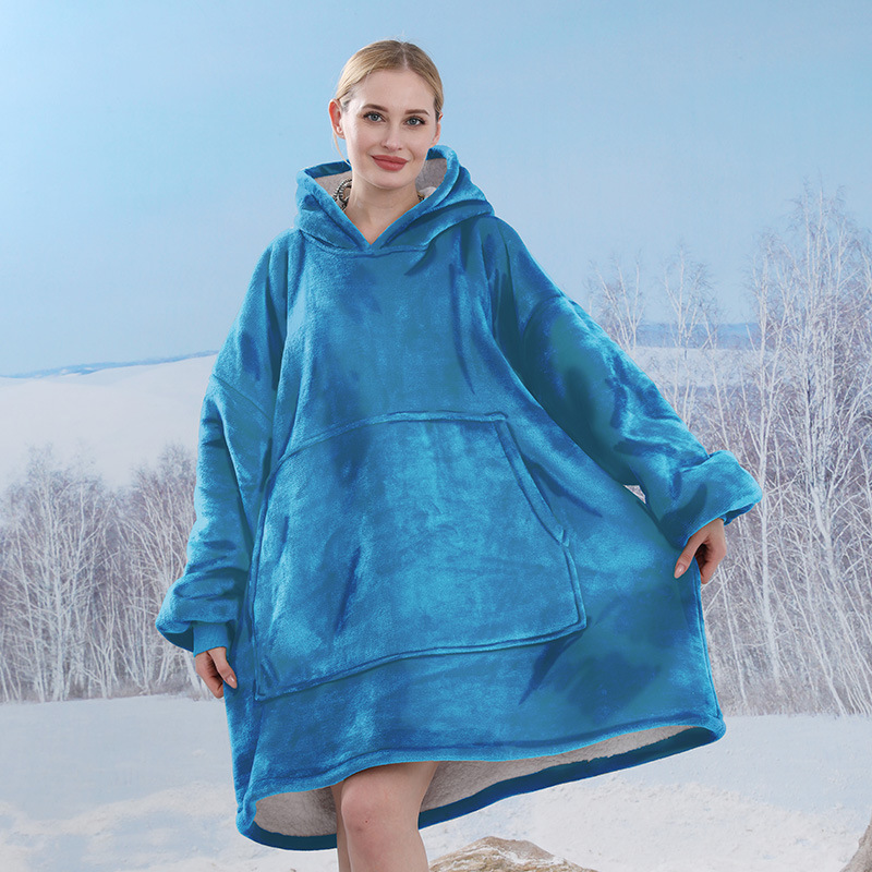 Pijamas transfronterizos engrosados de doble capa perezoso puede usar manta perezosa de franela perezoso con capucha pijamas de doble capa perezoso desgaste exterior