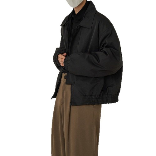 Mens Fall Short-Sleeve Workwear Jacket with National Trend Functional Style Trendy Loose Personal Casual Stylish Collar Windbreaker Jacket