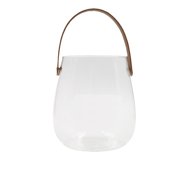 Taza de cuero portátil libre de fuego aromaterapia florero de vidrio flor seca artesanía hogar creativo