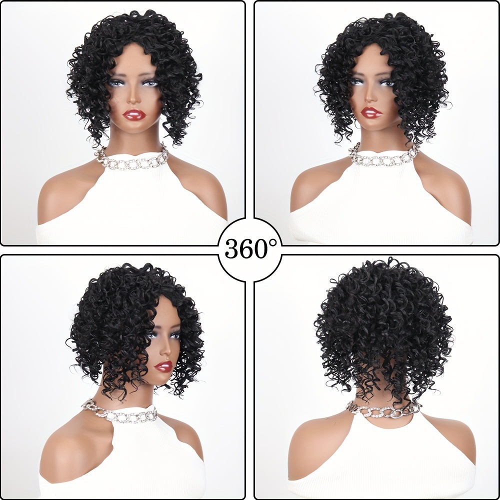 Peruca de dama europea y americana, cabello rizado africano, pelusa de fibra sintética de alta temperatura