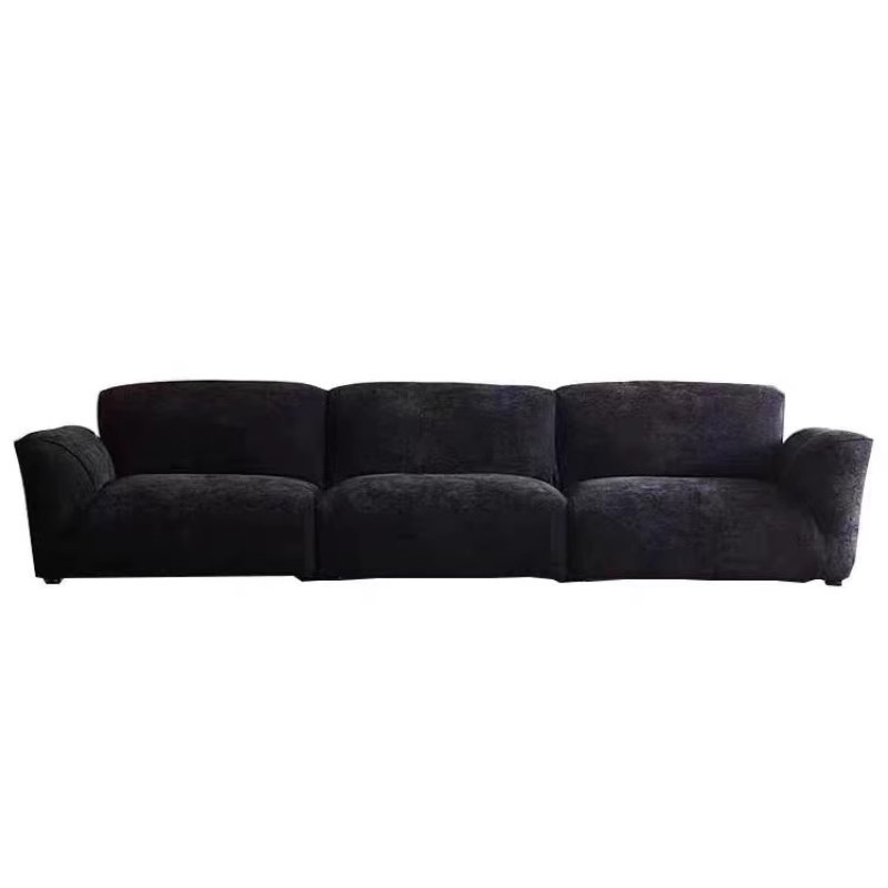 Sofá de sala de estar simple línea de tres personas pequeño tipo de casa Chenille gran silencioso pequeño tipo de casa tela Chenille