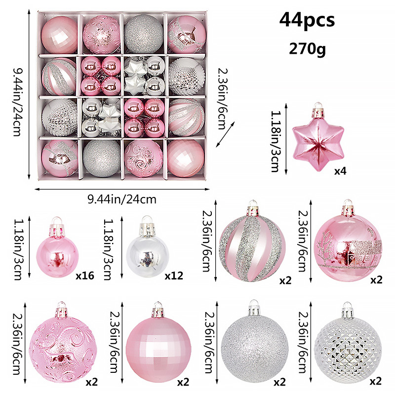 Juego de Esferas Navideñas Set de 44 Piezas 3-6 cm de Plástico Colgante para Árbol de Navidad image 16