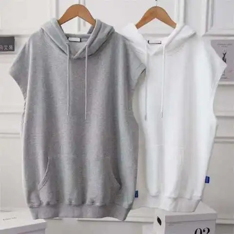 Summer New Casual Comfortable Sportswear Loose plus size Women's Shoulder Sleeveless T-shirt Hooded Top Summer New Casual Comfortable Sportswear Loose plus size Women's Shoulder Sleeveless T-shirt Hooded Top
