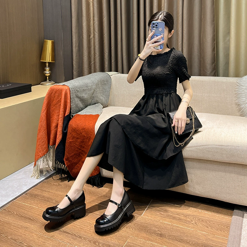 Внутренний рост увеличивается на 8 см, женские туфли Мэри Джейн на толстом каблуке небольшого размера, высокие каблуки во французском стиле ретро, ​​однорядные ремешки, сказочные туфли.