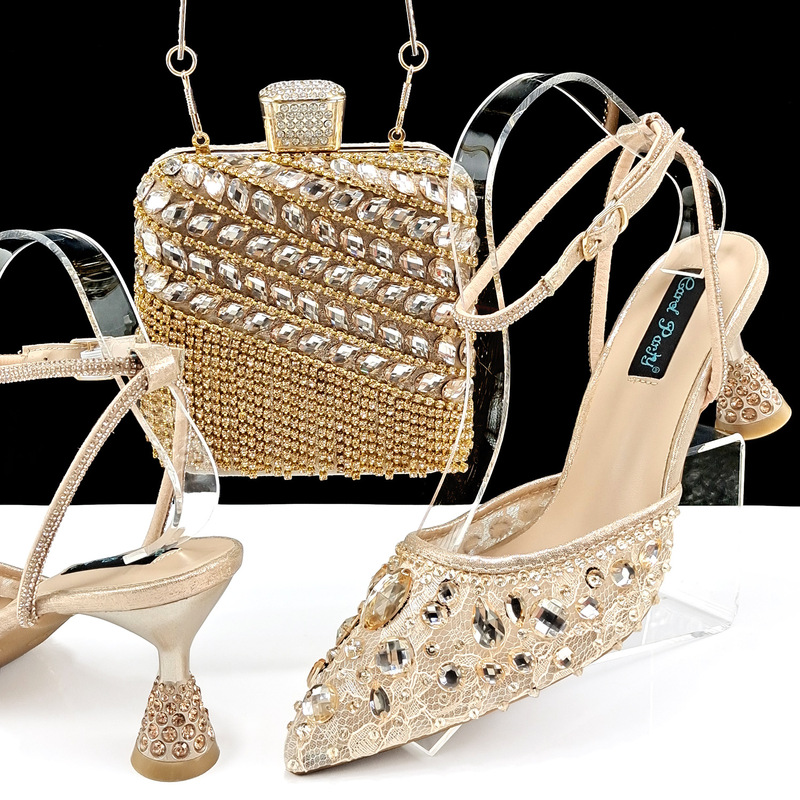 Pointed-Toe Wine Glass Heels, Full Diamond Lace Women's Shoes, Full Diamond Perfume Bottle Evening Bag, Shoe and Bag Set, Supply Source Pointed-Toe Wine Glass Heels, Full Diamond Lace Women's Shoes, Full Diamond Perfume Bottle Evening Bag, Shoe and Bag Set, Supply Source