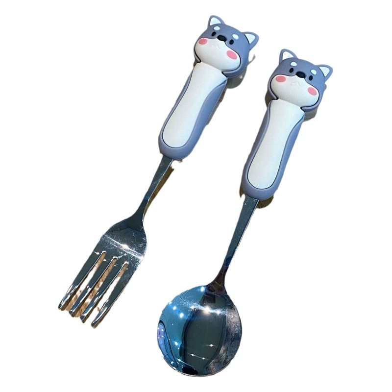 Набор столовых приборов из нержавеющей стали 304: милые мультяшные ложки и вилки для трансграничной торговли, хит продаж на Рождество, высококачественный и удобный.