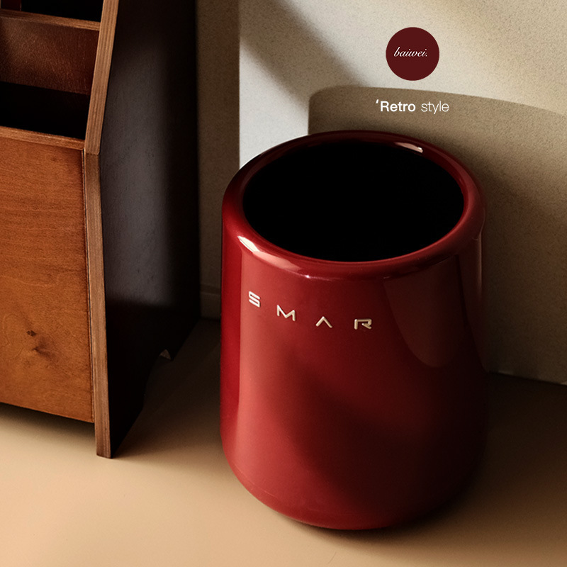 Large Storage Bin, Household Trash Can, Vintage Light Luxury Without Lid, Living Room Kitchen Sanitary Bin, Office Double-Layer Wastebasket