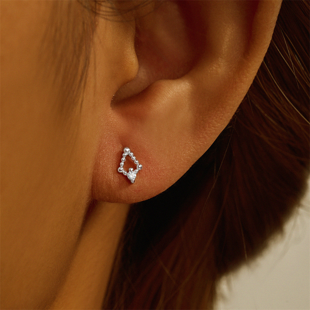 1 Piece Simple Style Geometric Plating Inlay Sterling Silver Opal Zircon Ear Studs display picture 34