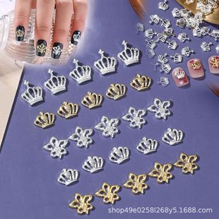 New Crown Alloy Nail Art Accessories Metal Three-Dimensional Nail Stickers Wearable Nail Accessories Nail Art Decoration Wholesale