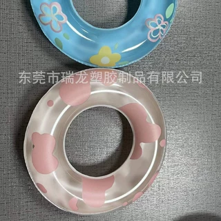 充气玩具迷你小游泳圈儿童戏水玩具搪胶小黄鸭配件奶茶店小泳圈