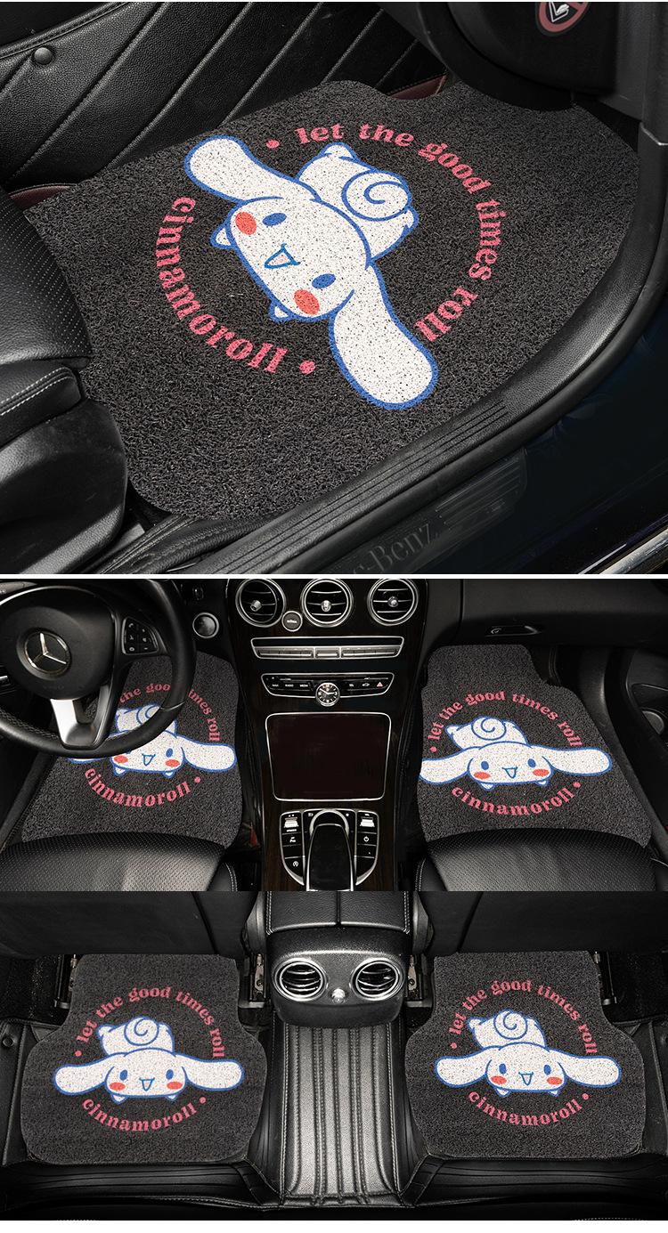 Car mat mat mat carpet monolithic cartoon cute car anti-dirty easy to clean silk ring floor mat car universal women