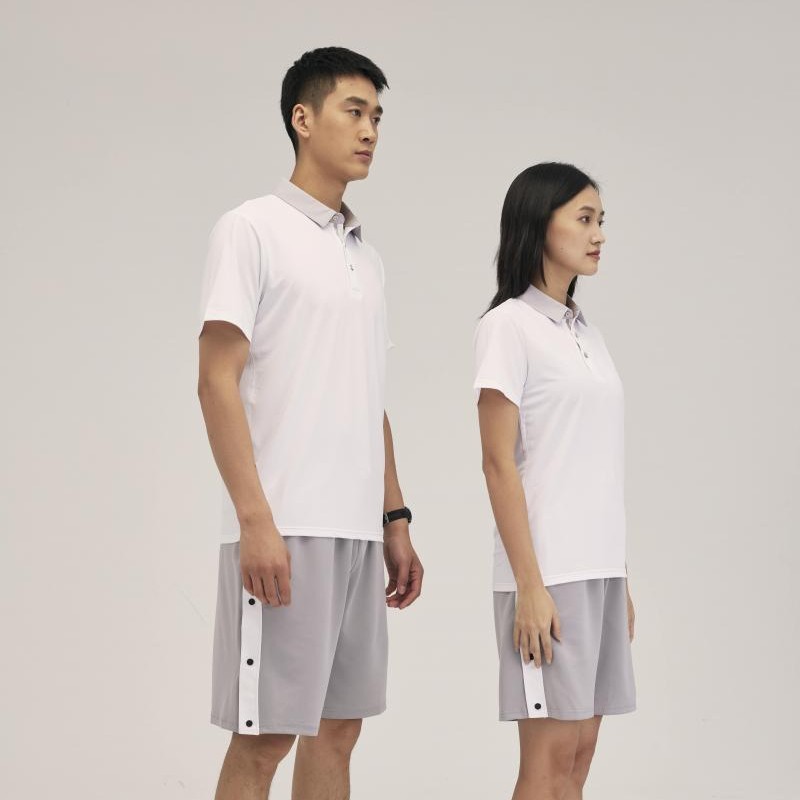 Blanco logotipo de impresión de secado rápido Polo2025 verano nuevo deportivo acondicionamiento físico ropa de trabajo ropa de trabajo ropa de grupo chaqueta