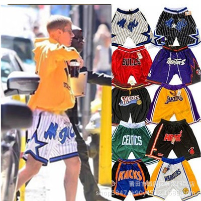 Foreign Trade Pants Wholesale Warriors Lakers Heat 76ers Raptors Magic Pocket Pants Secret Embroidered Shorts Baseball Basketball Pants