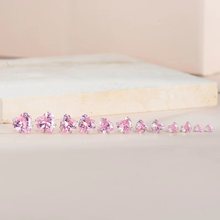 小银家s925粉红爱心四爪耳钉闪钻甜美锆石心形耳饰品