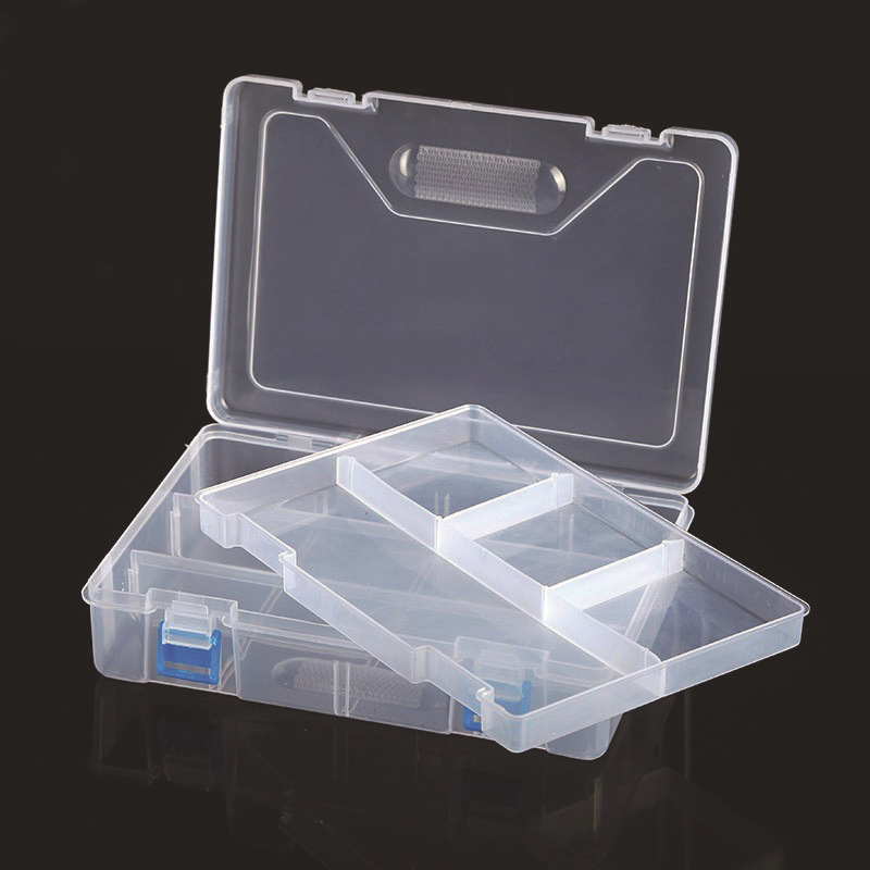 Universal double-layer capacious plastic pencil case, transparent art storage box, increased thickness