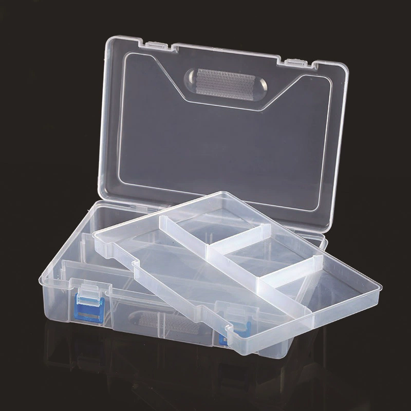 Universal double-layer capacious plastic pencil case, transparent art storage box, increased thickness
