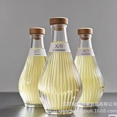 新款高颜值果酒瓶375毫升竖条果酒瓶自酿青梅杨梅果汁分装玻璃瓶