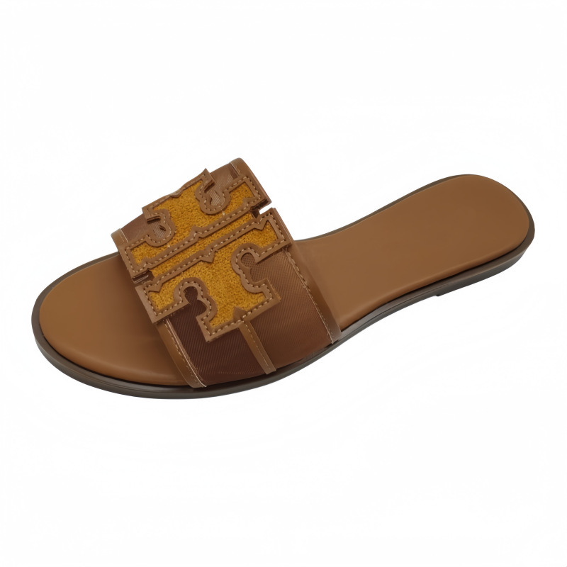[in Stock] Cross-Border Tb Flat Sandals for Women, Suitable for Outdoor Wear in Summer, Travel Mesh Slip-On Sandals, Women's Foreign Trade Wholesale