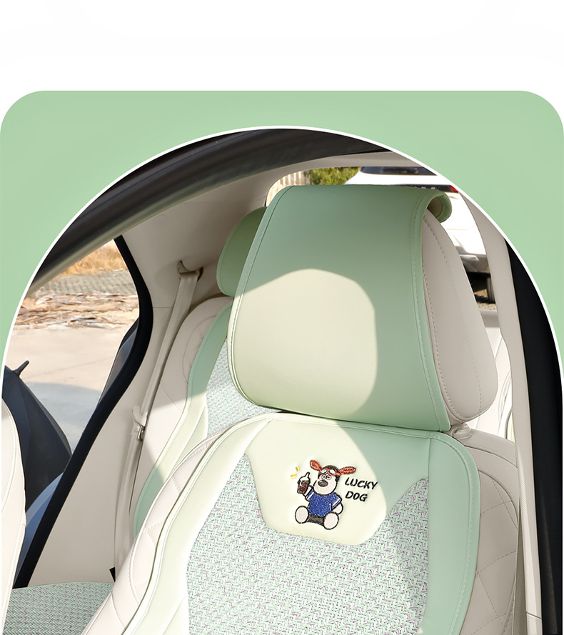 Cartoon car seat cushion half-cover summer car seat cushion breathable cool pad universal for all seasons long-sitting ice rattan
