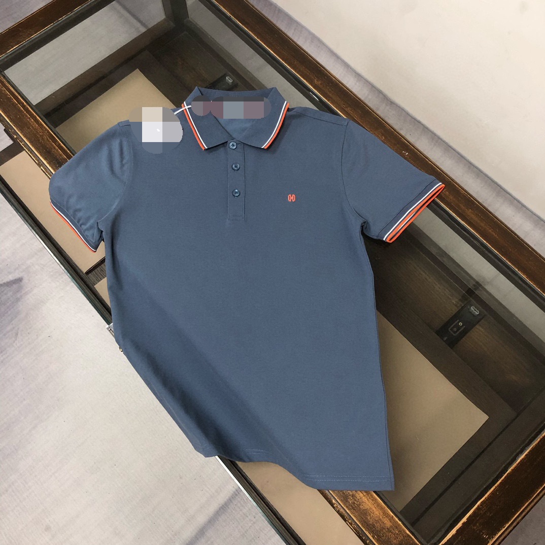 高品质商务衬衫领短袖男士t恤冰丝肌理感2025年新款半截袖有领上