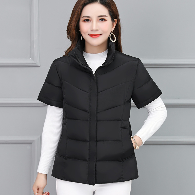 Autumn and Winter Mother Half-sleeved Down Cotton Vest Women's Thickened Middle-aged and Elderly Wearing Short-sleeved Shoulder Padded plus size