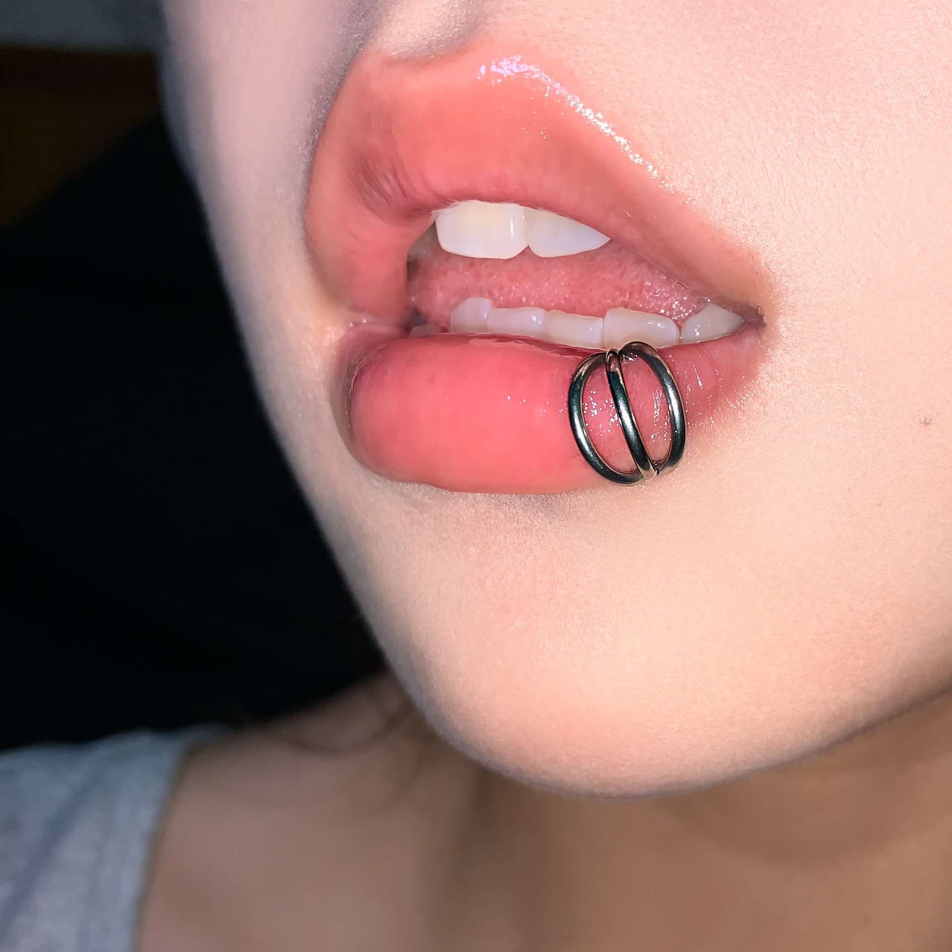 Three-Ring Lip Ring Steel Titanium Snap-On Seamless Plain Ring Ear Ring Lip Nails Niche Hot Girl Piercing Jewelry Wholesale detail image 8