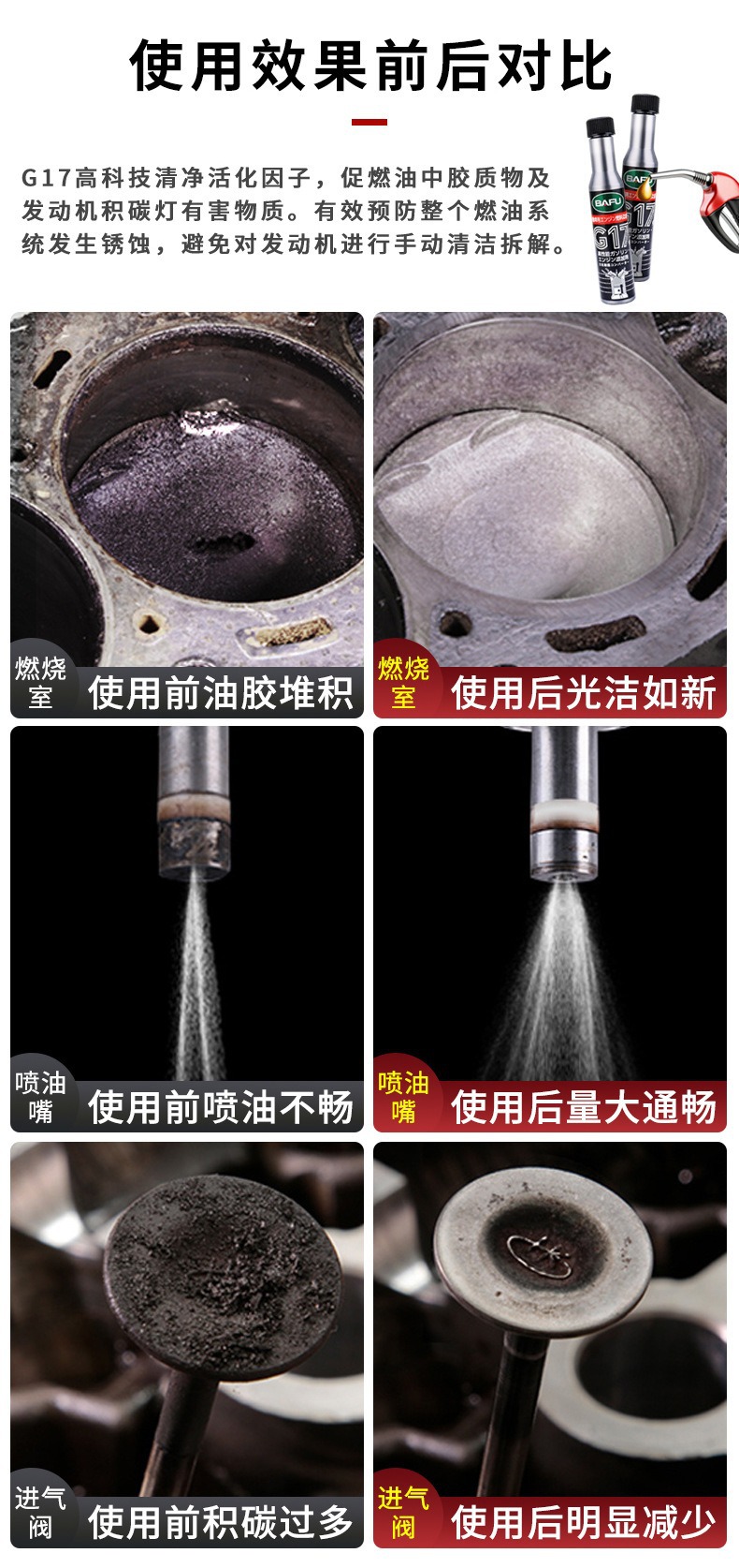 Bafu G17 Gasoline Additive Car Fuel Treasure Removes Carbon Deposits Universal Fuel Detergent Engine Cleaning Agent